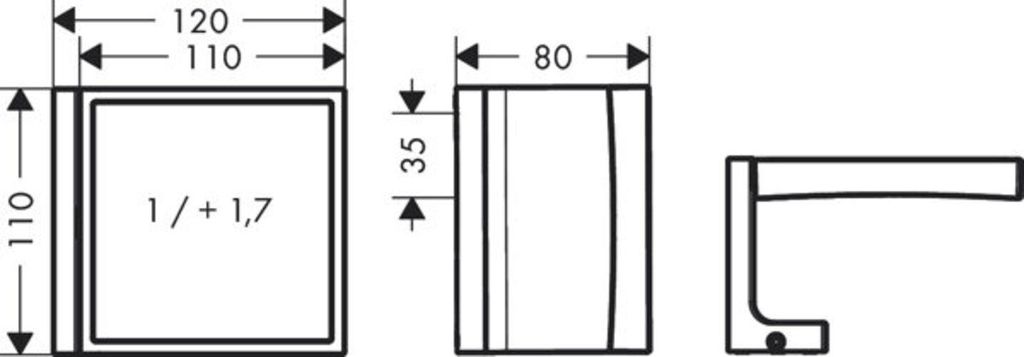 hansgrohe AXOR UNIVERSAL Rectangular Rasierspiegel, Vergrößerung 1,7-fach, neigbar, Rahmen Metall, 42649670