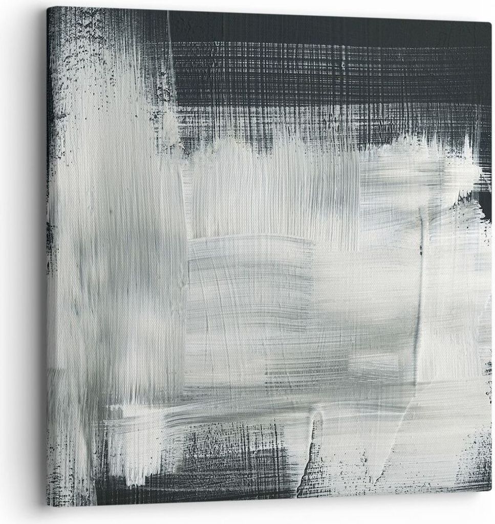 Bild auf Leinwand - Leinwandbild - Einteilig - Abstraktion Schwarz Weiß - 30x30cm - Wand Bild - Wanddeko - Wandbilder - Leinwanddruck - Bilder - W...