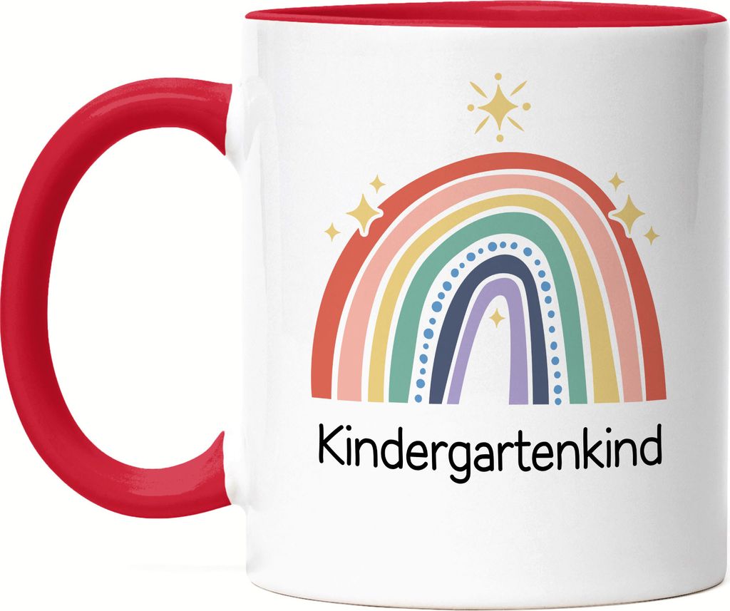 Kindergartenkind Tasse Rot Geschenk Kindergarten Start Kita Regenbogen Sterne Buntes Motiv