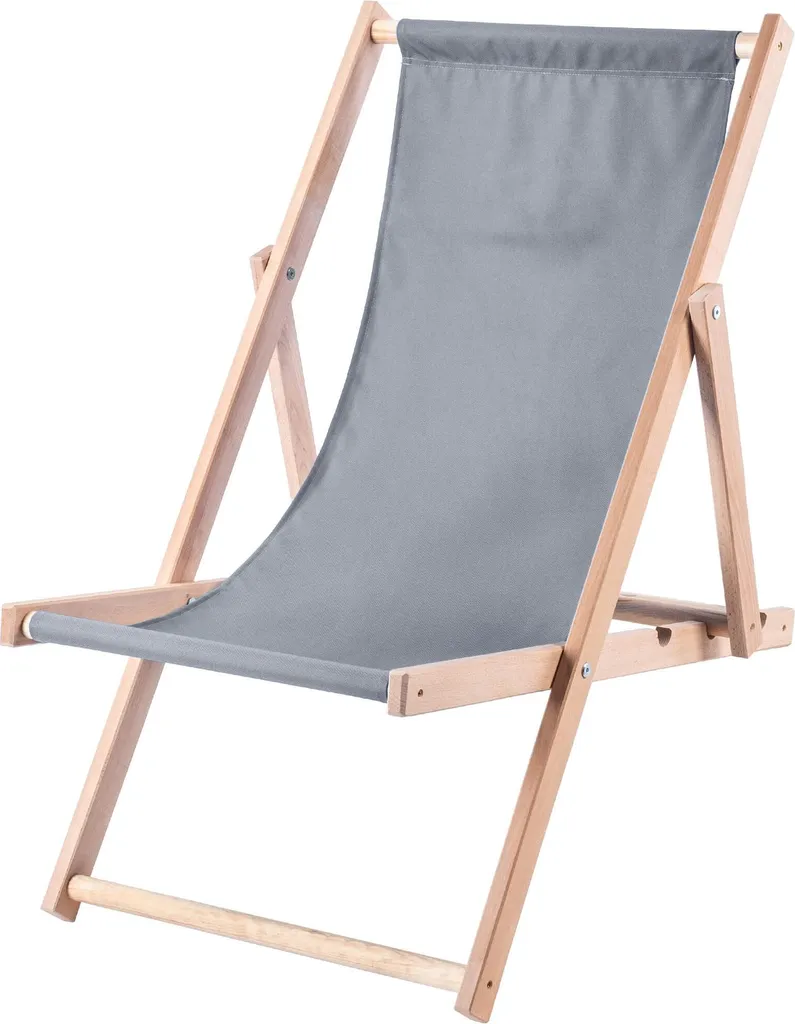 Set 2 Sdraio Pieghevoli e Tavolino KADAX Legno Faggio e Grigio - 11