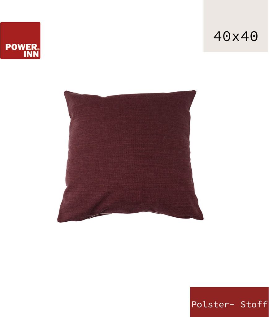 POWER INN Kissenbezug | 40x40cm | Aubergine | Polsterstoff | Kissenhülle | Waschbar bei 30°C