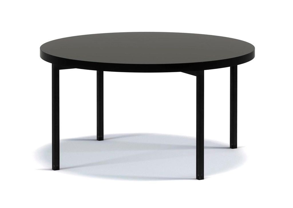 Runder Couchtisch Sampi 80 cm schwarz hochglanz – Moderner Wohnzimmertisch im eleganten Design mit stabilem Metallgestell und glänzender Tischpl...