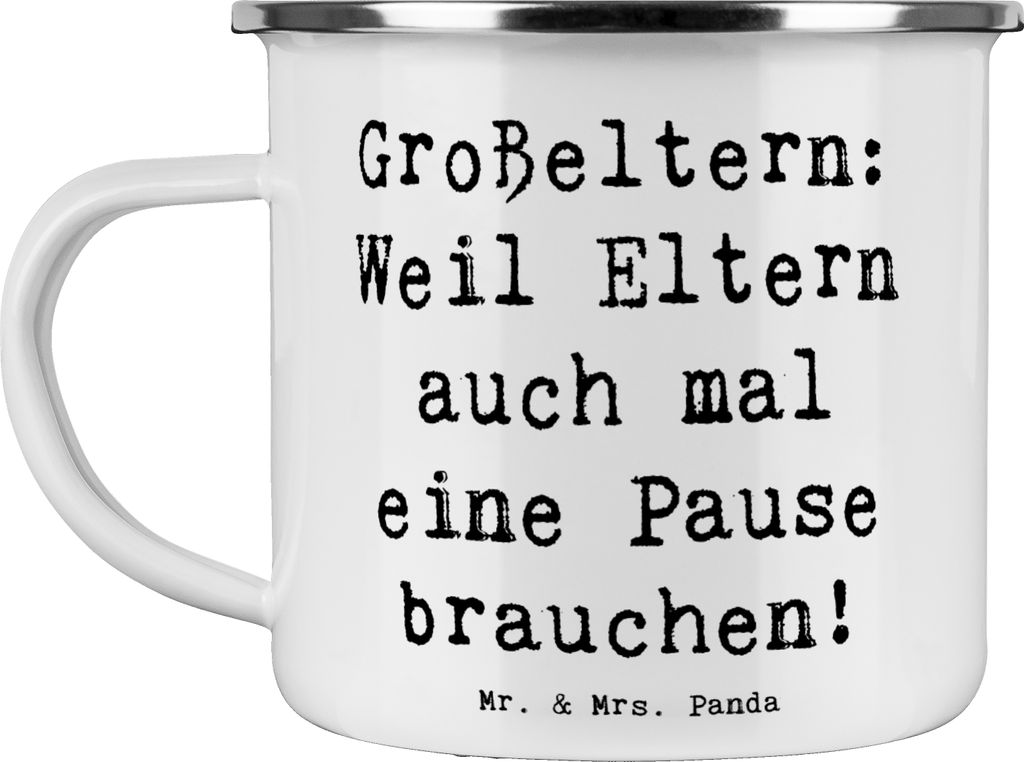 Mr. & Mrs. Panda Emaille Tasse Spruch Großeltern Pause - Weiß - Geschenk, Elternpause, Enkelkinder, Familienunterstützung, Familienmitglieder, T...