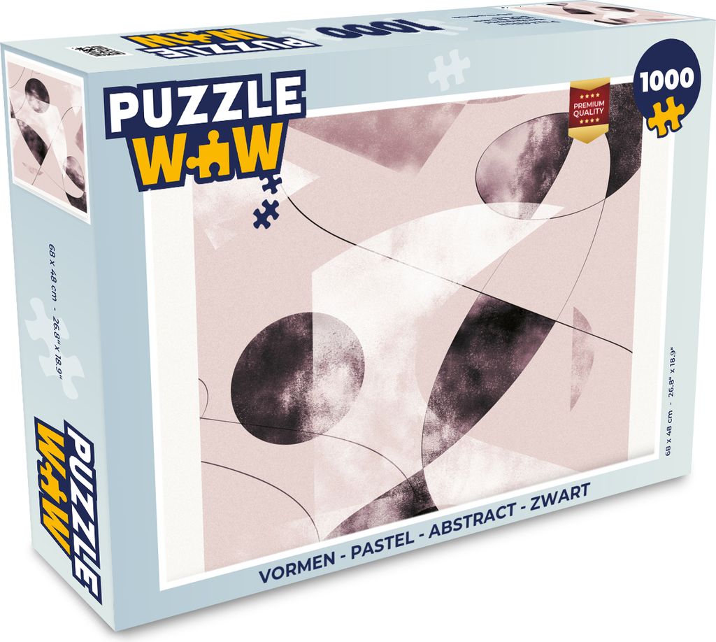MuchoWow Puzzle 1000 Teile Formen - Pastell - Abstrakt - Schwarz - Erwachsene - Rätsel