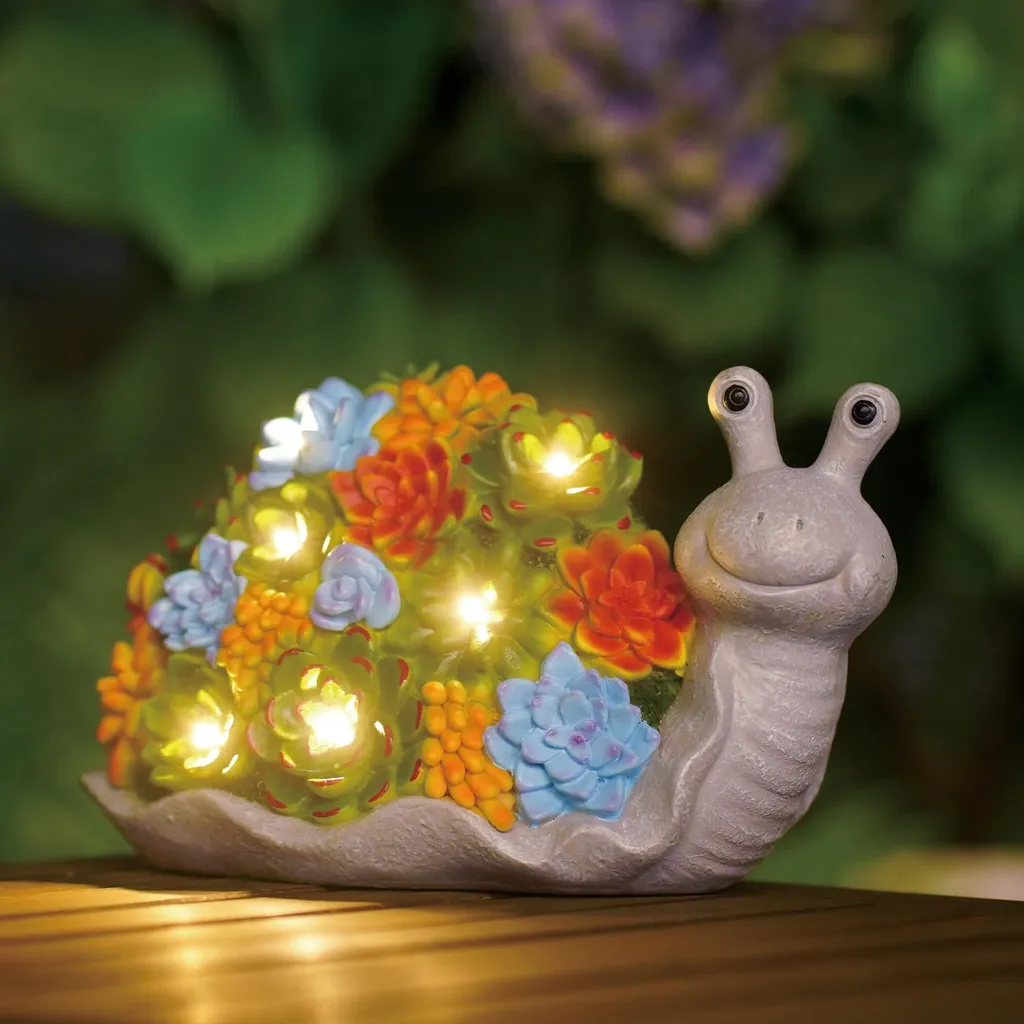 Escargot Solaire de Jardin Décoration Extérieure LED Animaux Résine