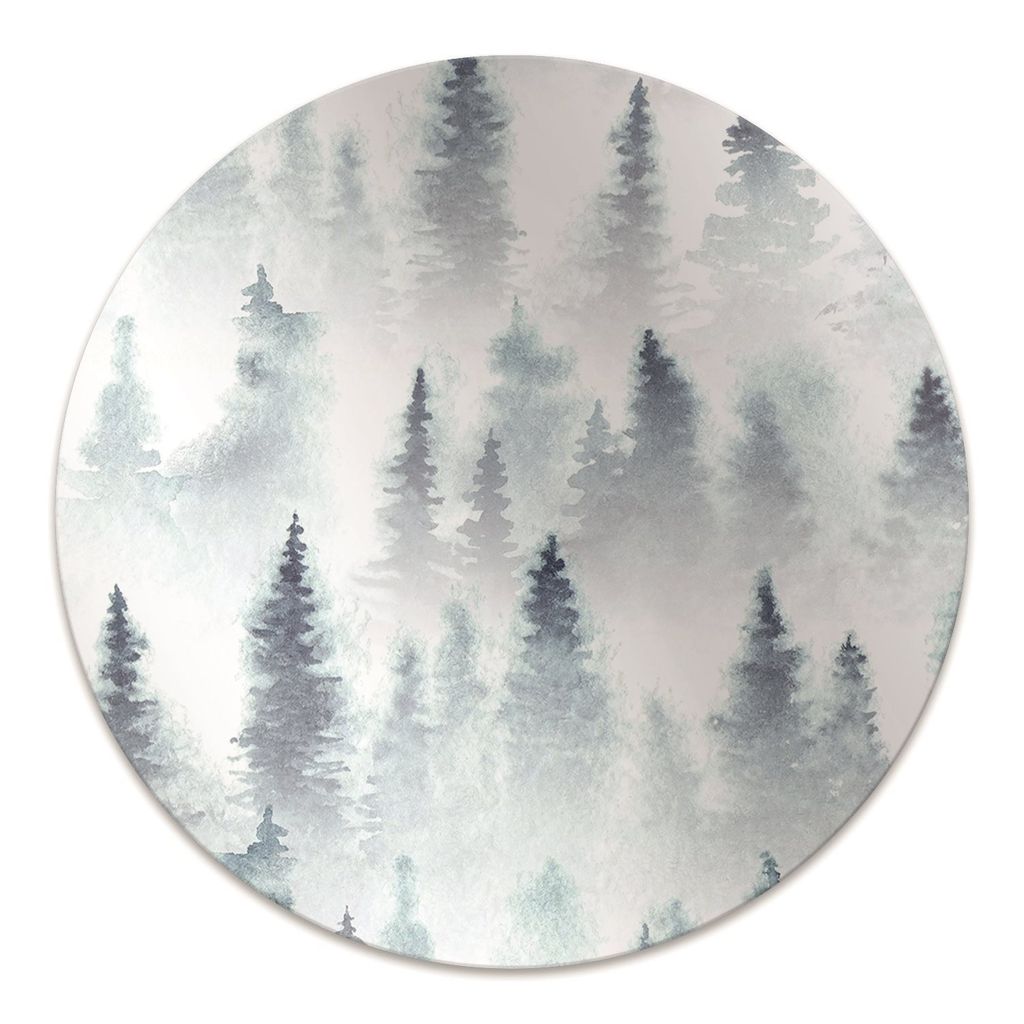 Rundmatte - Stuhlunterlage Bürostuhlunterlage - Rund Ø 100 cm - Bodenmatte - Fußmatte - Nebeliger Wald