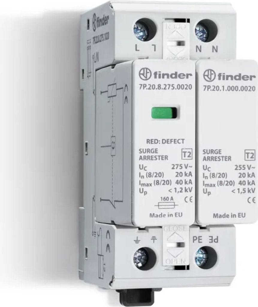 Finder Überspannungsableiter SPD Typ 2 1-phasig Varistor+Funkenstr