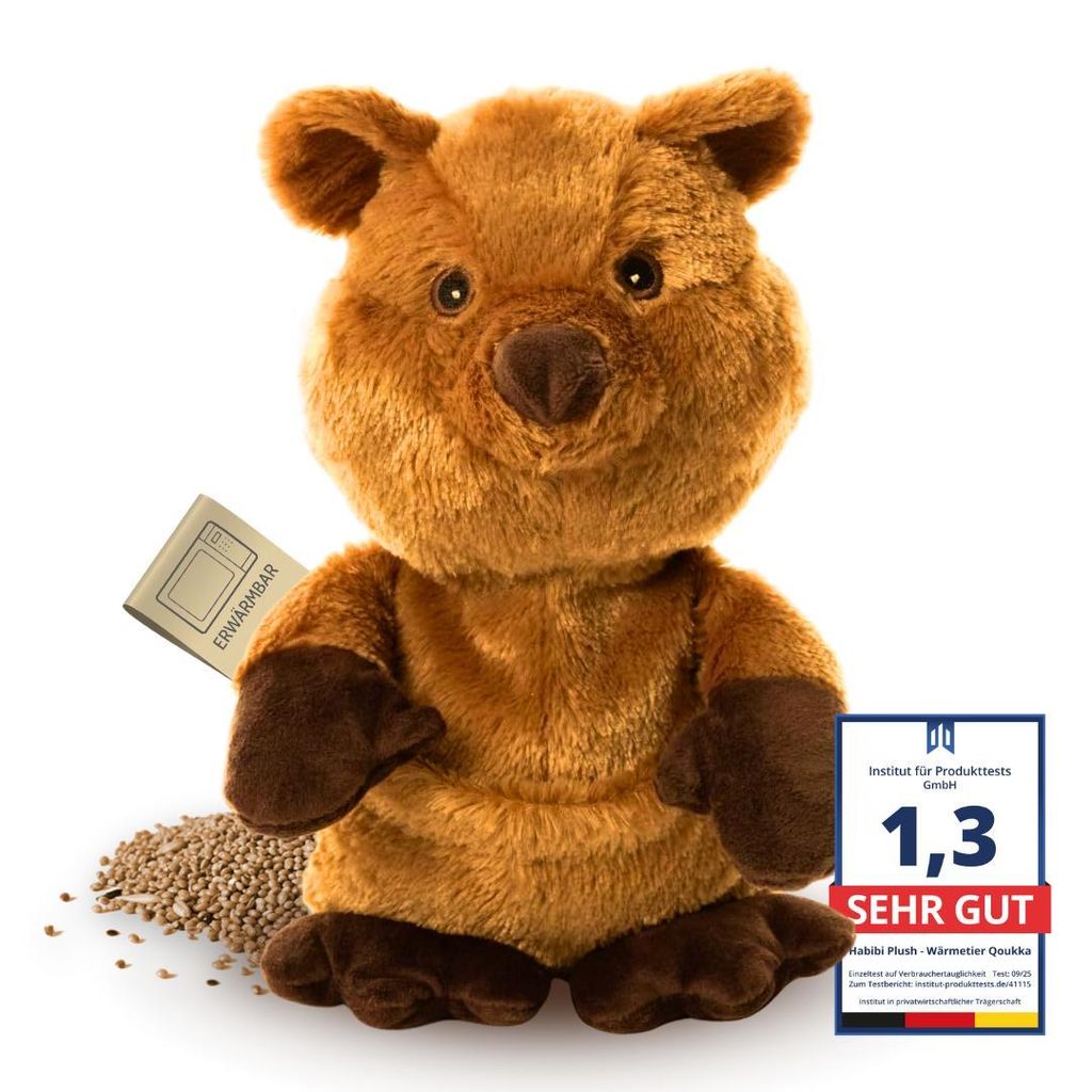 Habibi Plush Wärmestofftier Quokka – Mikrowellengeeignetes Kuscheltier