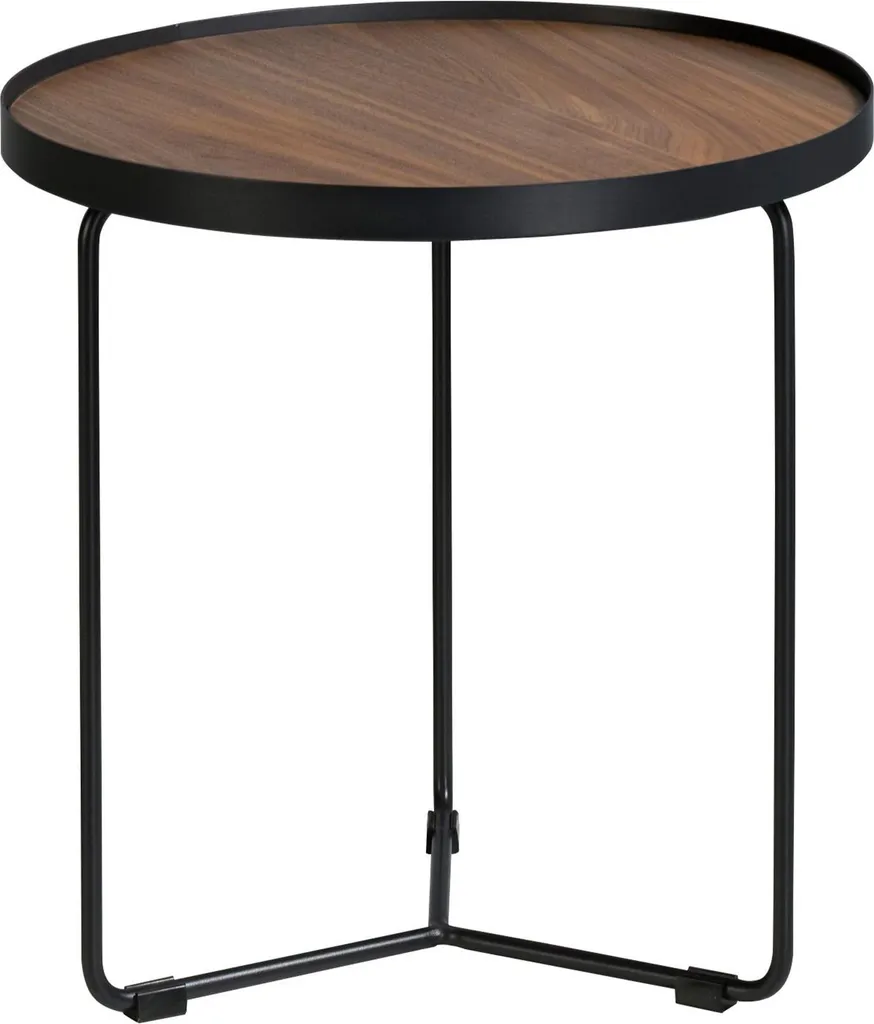 Table d'angle design noyer naturel et structure acier noir 2028
