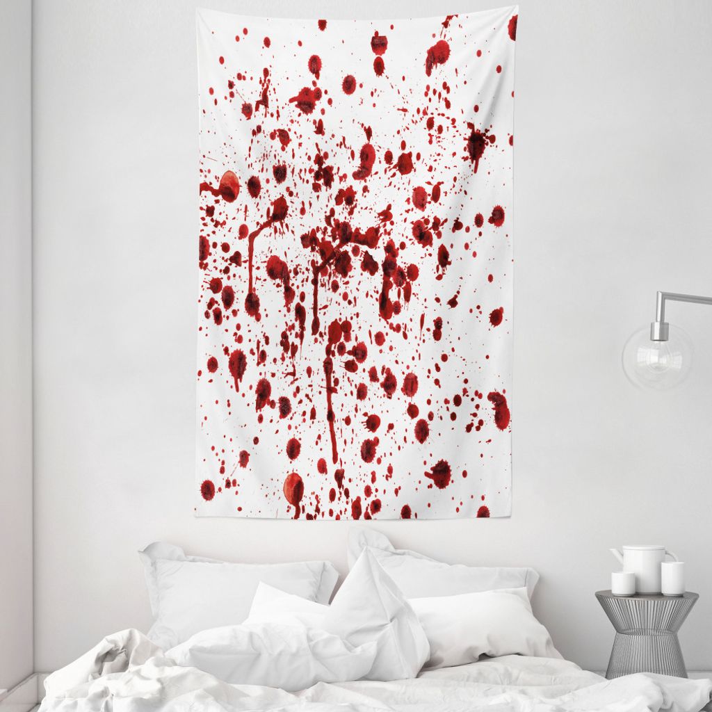 ABAKUHAUS Blutig Wandteppich und Tagesdecke, Blutspritzer Scary aus Weiches Mikrofaser Stoff Waschbar ohne Verblassen Digitaldruck, 140 x 230 cm, W...