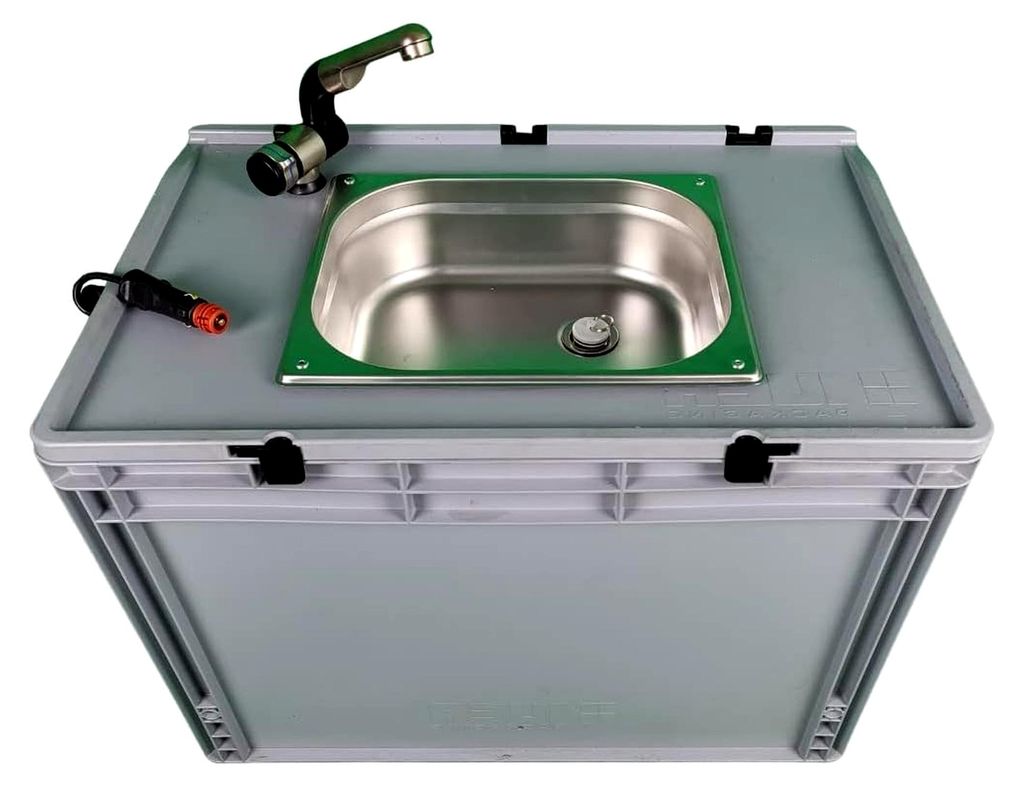 12 V mobile Spüle Spülbecken Handwaschbecken autark Camping Gastro in Eurobox