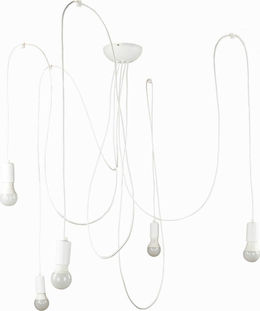 Pendelleuchte Vintage "Spider" Weiß Metall Kabel 5-flammig Hängelampe Wohnzimmer Esszimmer Esstisch