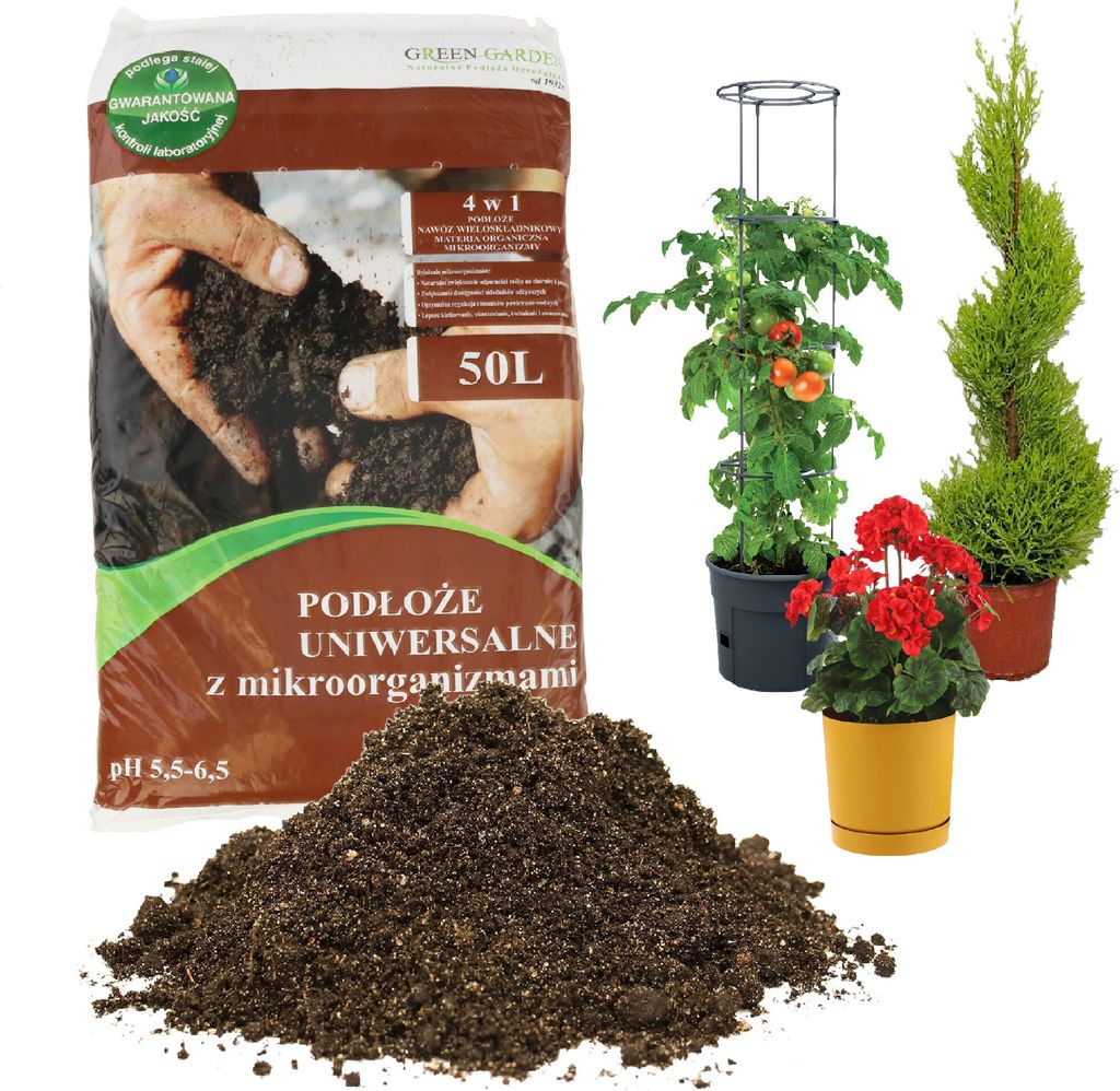 Blumenerde Qualitat-Universalerde 50L, 4-in-1-Substrat mit Mikroorganismen für Blumen, Gemüse, Setzlinge, Kultursubstrat, für Zimmerpflanzen, Ge...