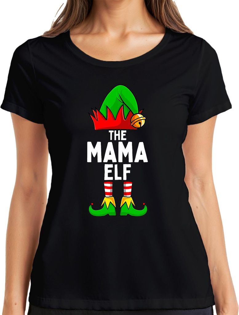The Mama Elf Weihnachtsgeschenk für Mama lustig Elfe Familie Damen T-Shirt, Schwarz, 3XL