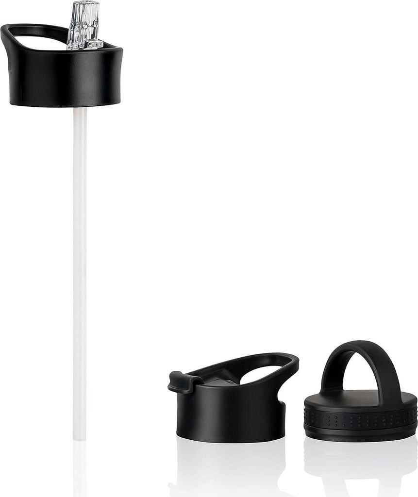 Trinkflasche Edelstahl 750ml - Wasserflasche mit Strohhalm (3 Deckel) - Isoliert BPA-frei Auslaufsicher - Thermosflasche für Sport Schule Fitness ...