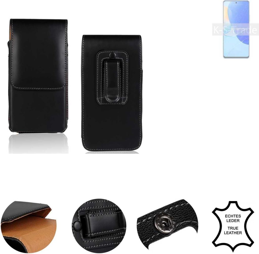 K-S-Trade Holster Gürteltasche Handy Hülle Schutzhülle kompatibel mit Huawei nova 9 SE Handyhülle Leder schwarz, 1x