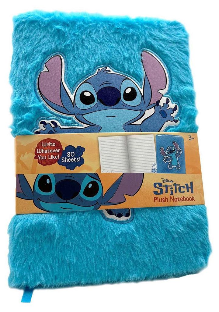 Stitch Plüsch Notizbuch für die Schule mit Lesebändchen, 80 Seiten, ab 3 Jahren