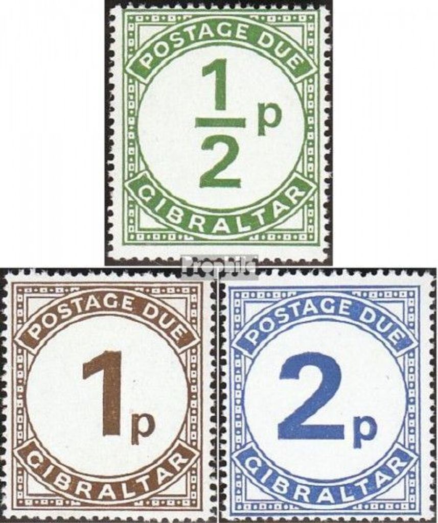 Briefmarken Gibraltar 1971 Mi P4-P6 (kompl.Ausg.) postfrisch Ziffernzeichnung