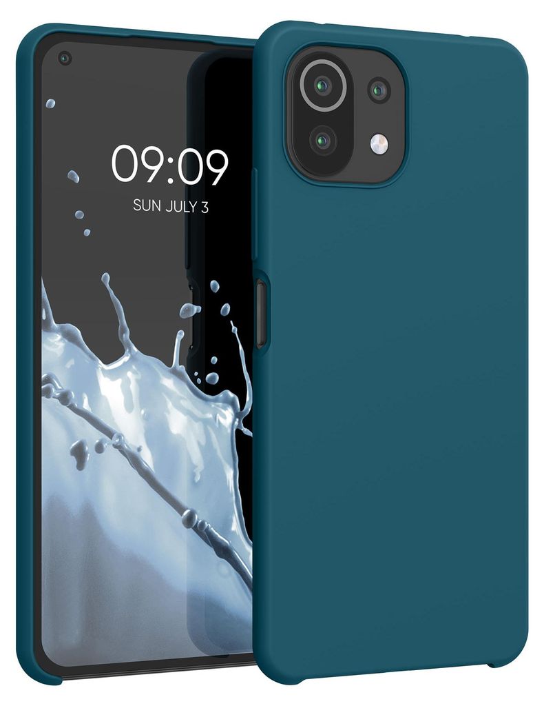 kwmobile Handyhülle für Xiaomi 11 Lite (5G) NE / Mi 11 Lite (5G) Hülle - Case Silikon - Kabelloses Laden - Schutzhülle Cover in Petrol matt