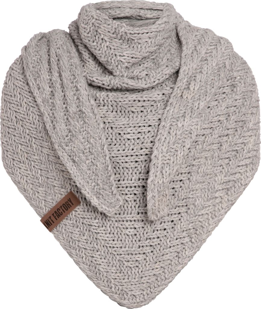 Knit Factory Sally Dreiecksschal - Grau/Beige - 220x85 cm Produktbild 