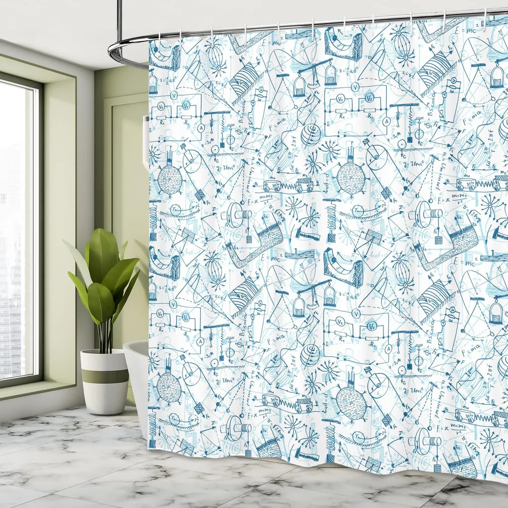 Rideau de Douche Anti-Eclaboussures Physique 175x240 cm, Déco Sciences - 3