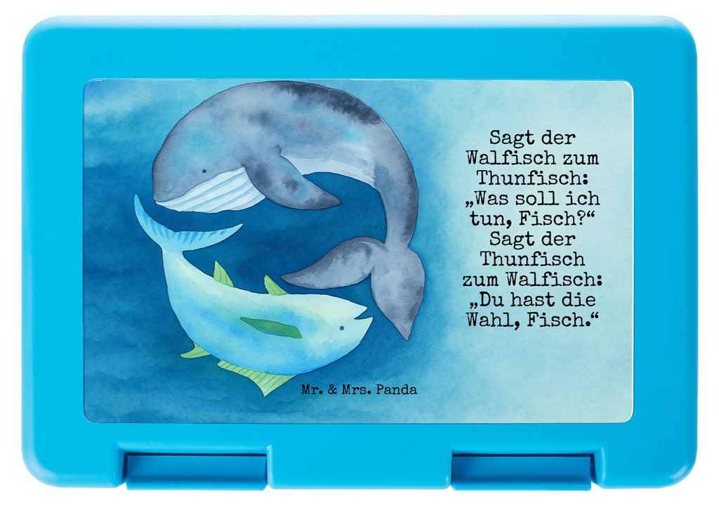 Mr. & Mrs. Panda Bento Box Walfisch Thunfisch Design - Weiß - Geschenk, Vorratsbehälter, Spruch Lustig, Witz, Bentobox, Lustige Sprüche, Meal Pr...