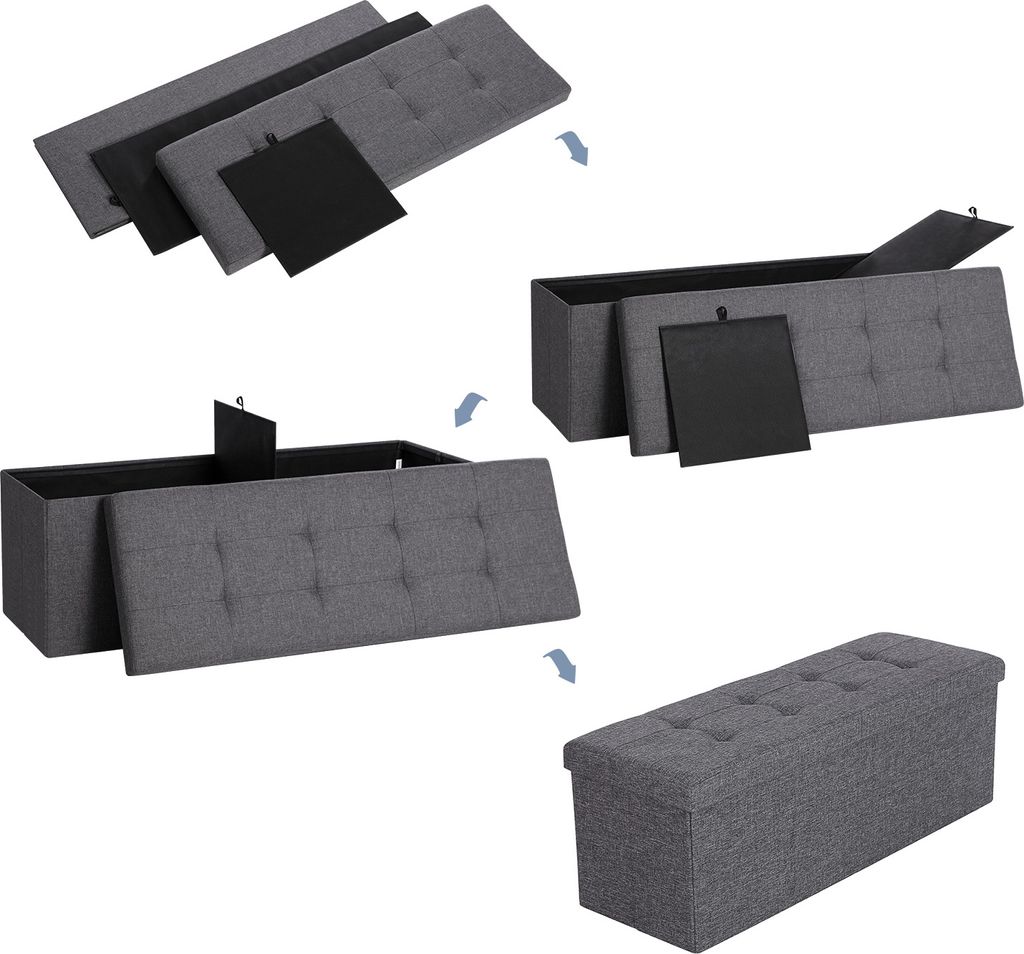 SONGMICS 110 cm Sitzbank mit Stauraum, klappbare Sitztruhe, Produktbild 2