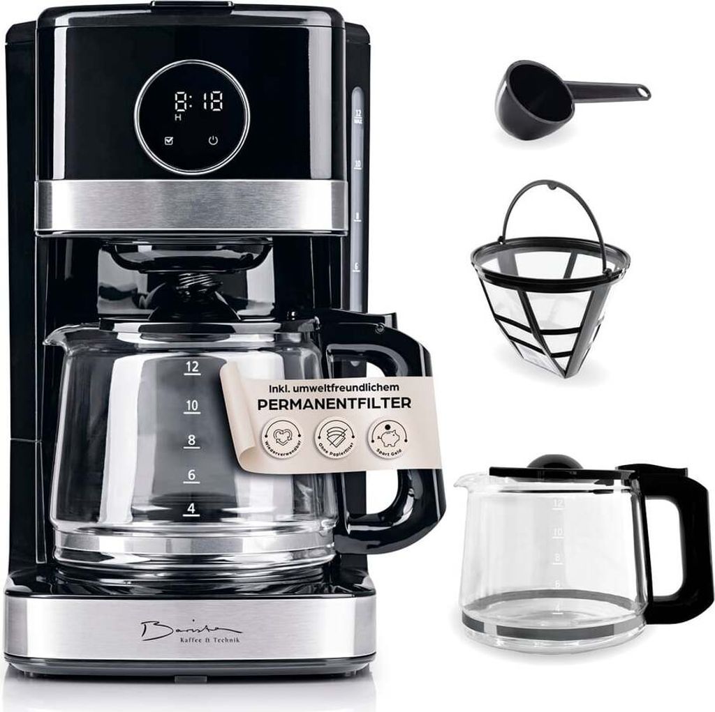 Barista Kaffeemaschine 1,5l 900W schwarz/silber mit Touch-Display