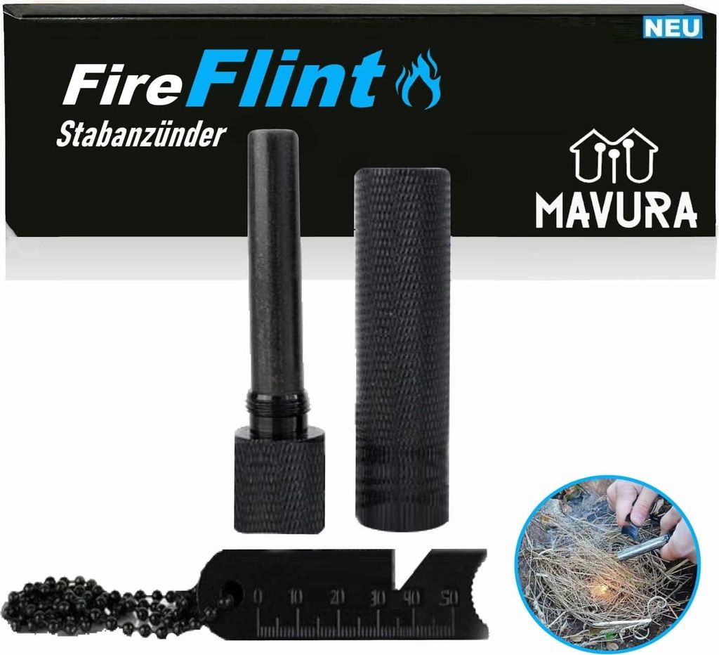 FireFlint Feuer Stahl Feuerstarter Zündmetall XXL Feuerstein Magnesium Survival