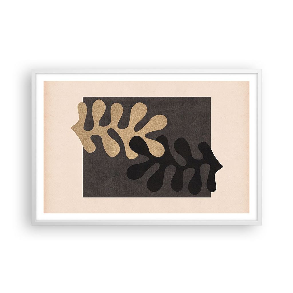 Gerahmtes Poster - Weißer Rahmen - Blätter Form Figur - 91,5x61 cm - Wand Bild - Wanddeko - Wandbilder - Kunstposter - Wandposter - Bilderrahmen ...
