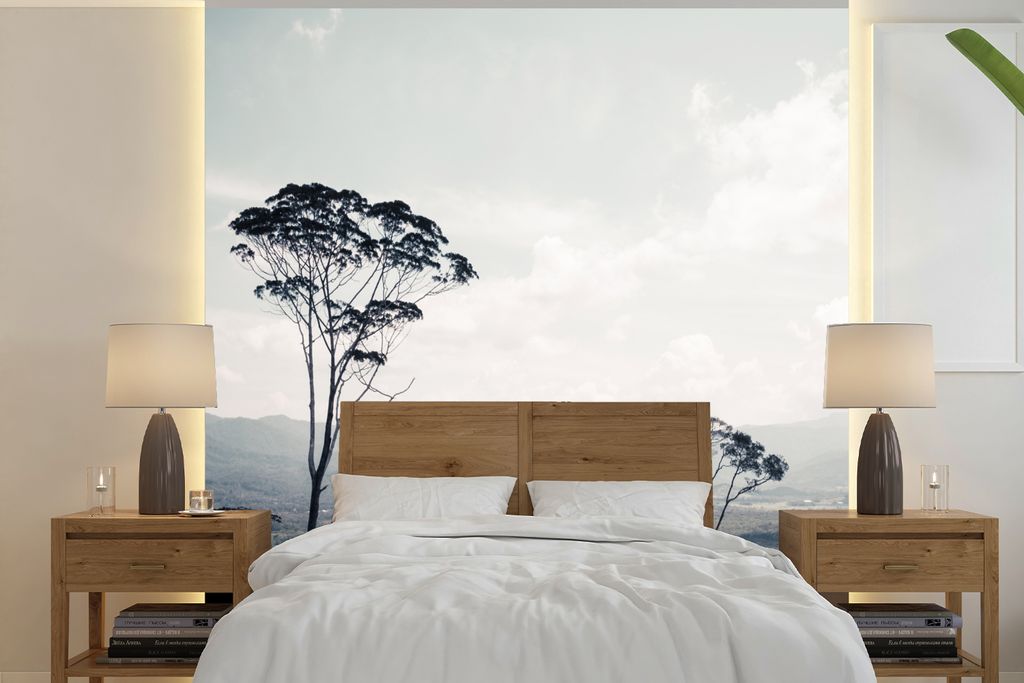 MuchoWow Fototapete für Wohnzimmer oder Schlafzimmer Wandtapete Vinyl Motivtapete Bäume - Luft - Natur - 220x220 cm - Tapeten