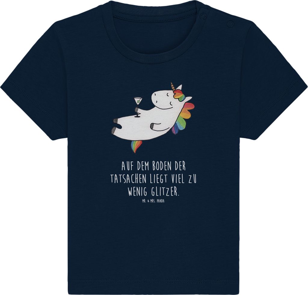 Mr. & Mrs. Panda Organic Baby Shirt Einhorn Cocktail 24. - 36. Monat - French Navy - Geschenk, Öko T-Shirt, Babyshirt, , Party, Unicorn, Cuba Libr...