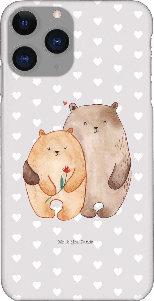 Mr. & Mrs. Panda Iphone 11 Pro Handyhülle Bären Liebe - Grau Pastell - Geschenk, Bär, Blume, Verknallt, Partner, Freund, Handy Case, Hochzeitsta...
