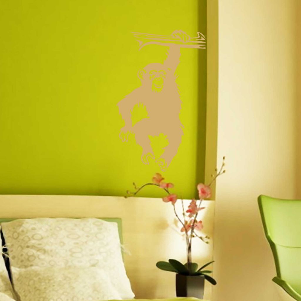 Wandtattoo - Wandaufkleber - Wandtattoo "Schimpanse" - 45cm x 27cm gold - Dekoration Küche Wohnzimmer Wand