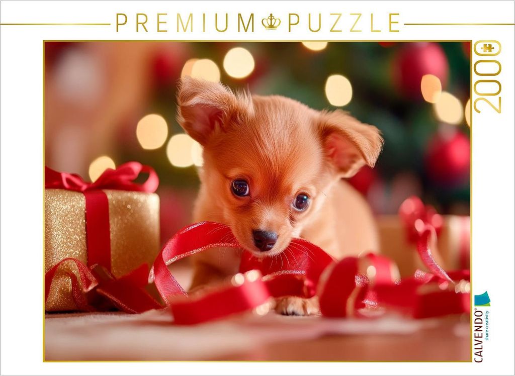 CALVENDO Puzzle Weihnachtlicher Chihuahua Zauber auf vier Pfoten | 2000 Teile Lege-Größe 90x67cm Foto-Puzzle für glückliche Stunden