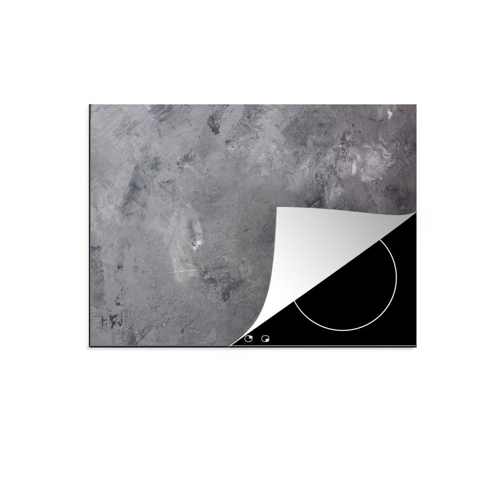KitchenYeah Herdabdeckplatte Beton - Grau - Retro , 77x59cm, Küche Deko, Glaskeramikkochfeld Herdabdeckung, Abdeckplatte fùr Kochfeld