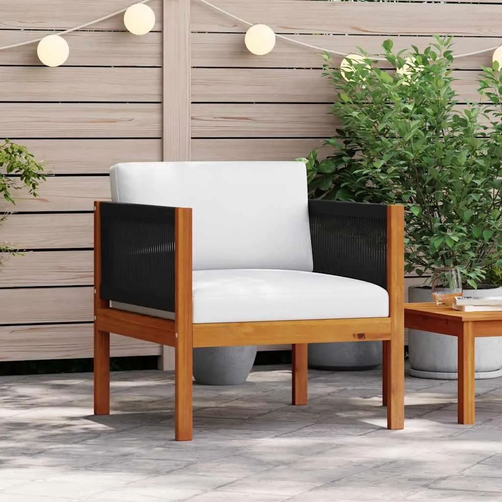 Sedia da giardino con cuscino in legno massiccio di acacia