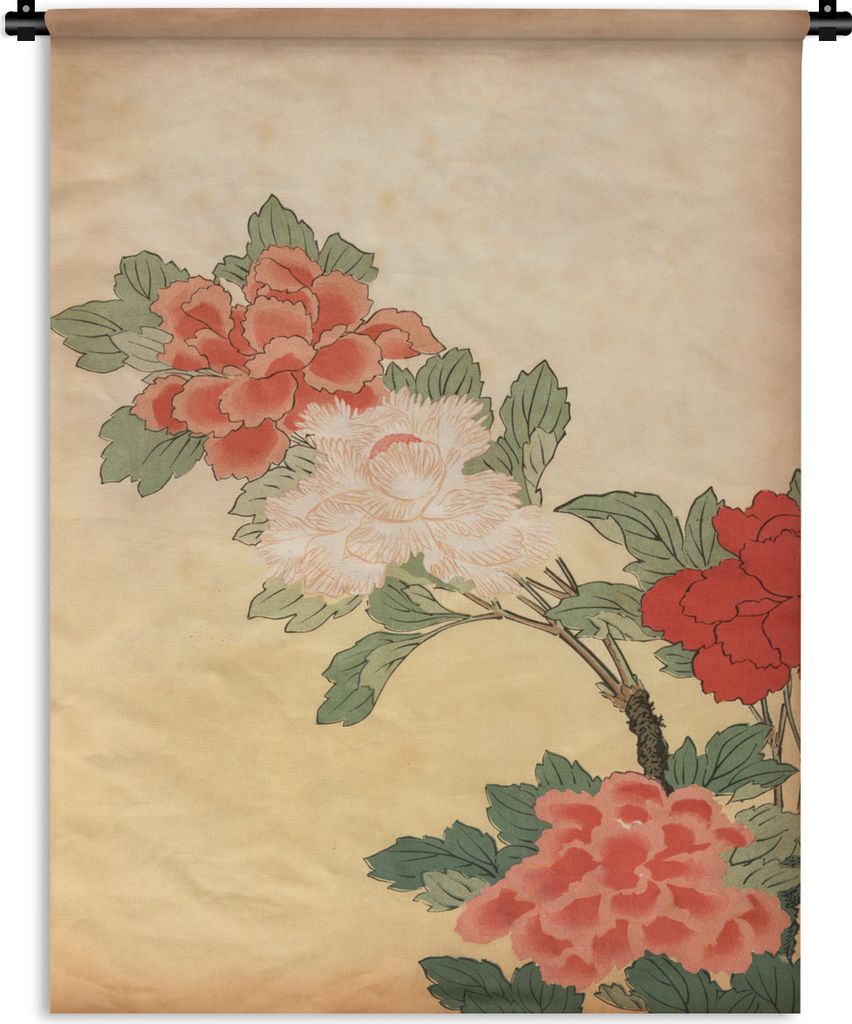 MuchoWow Wandteppich Wandbehang Japanische Vintage-Gravur 150x200 cm Tapisserie Dekoration Wandtuch - Wandaufhängung - Moderner