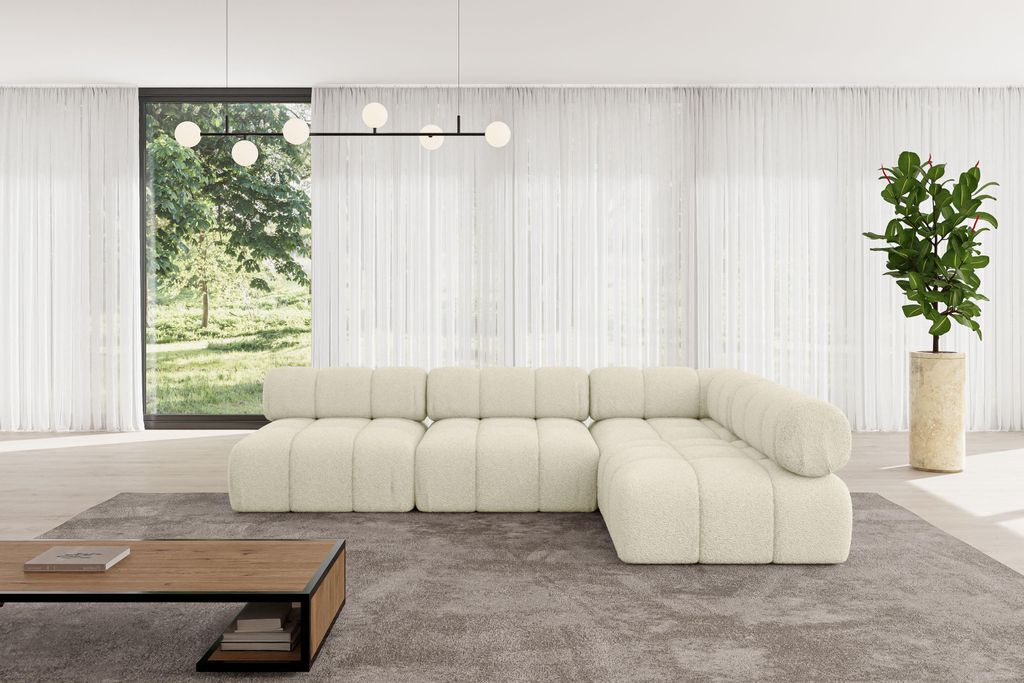 ALTDECOR Modulares Sofa Ecksofa in L-Form - Samaro-L2 - 285x190x70 cm Beige universal, links/rechts Corner modular Sofa Eckcouch Couch Wohnlandscha...