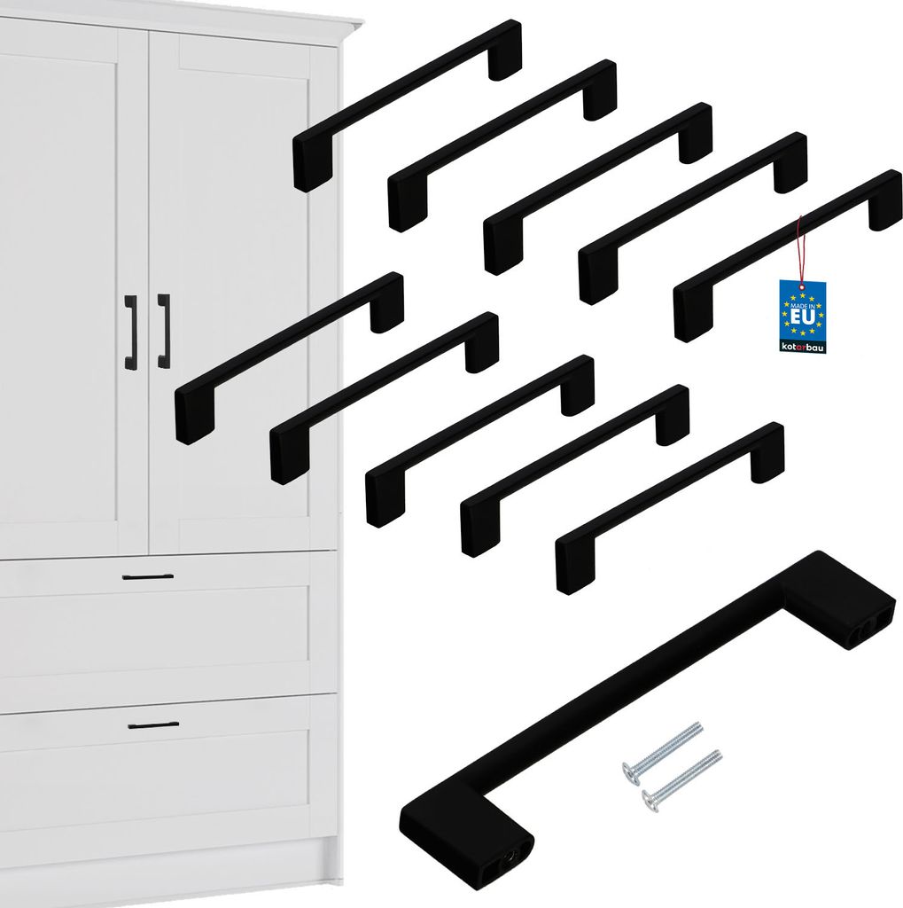 KOTARBAU 10er Set Möbelgriffe Schwarz 148 mm Griffe Möbel ZnAl Schrankgriffe Griffe Küchenschränke Küchengriffe Schubladengriffe Möbelgriff...