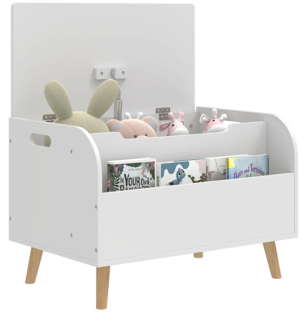 Banc de rangement enfant blanc avec couvercle rabattable multifonction