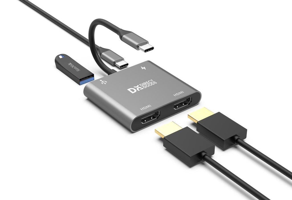 DirectGoods® 4-in-1 USB-C Hub – Dual HDMI Adapter 4K@60Hz – Produktbild 