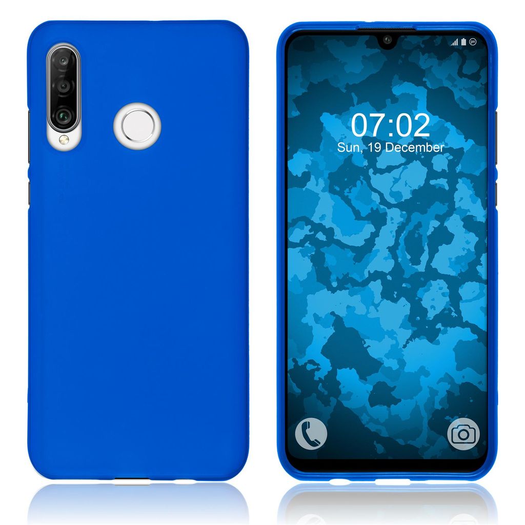PhoneNatic Case kompatibel mit Huawei P30 Lite / P30 lite New Edition - blau Silikon Hülle matt Cover