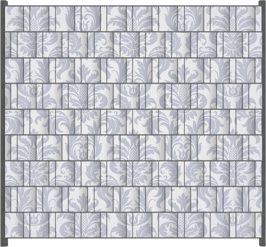Wallario Zaunsichtschutz mit Motiv Königliche Schnörkelei in weiß und blaugrau für Ein- und Doppelstabmatten Zäune in der Größe 200 x 180 cm