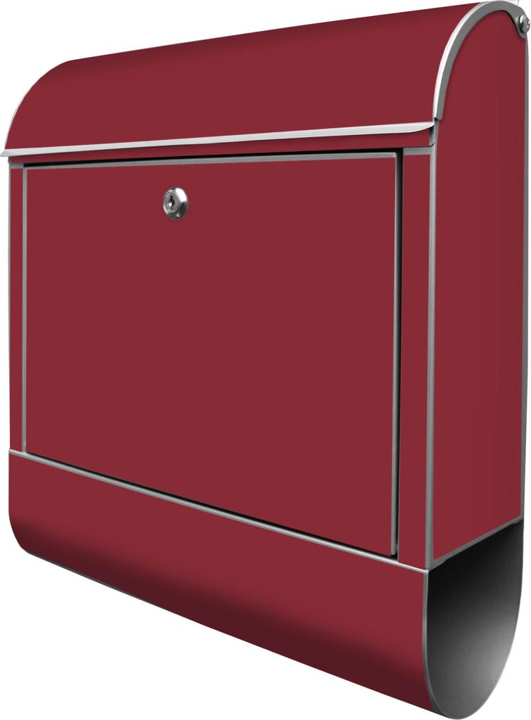banjado Design Briefkasten Stahl silber mit Zeitungsfach pulverbeschichtet "Burgund" 38x46x12,5cm & 2 Schlüssel - Postkasten A4 Einwurf inkl. Mont...
