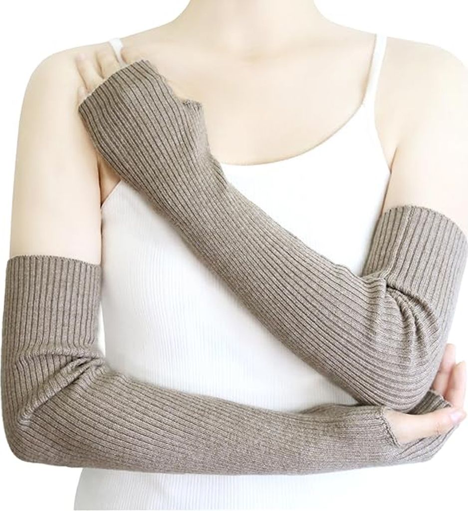Fingerlose Armstulpen für Damen, dehnbare Winterhandschuhe
