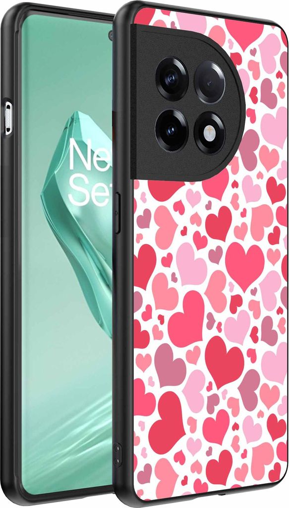 Geeignet für OnePlus 12R Telefon Fall mit Herzen drucken - Herzen Design TPU Backcover Fall - Kinder Fall mit Herzen Design - Smartphonics