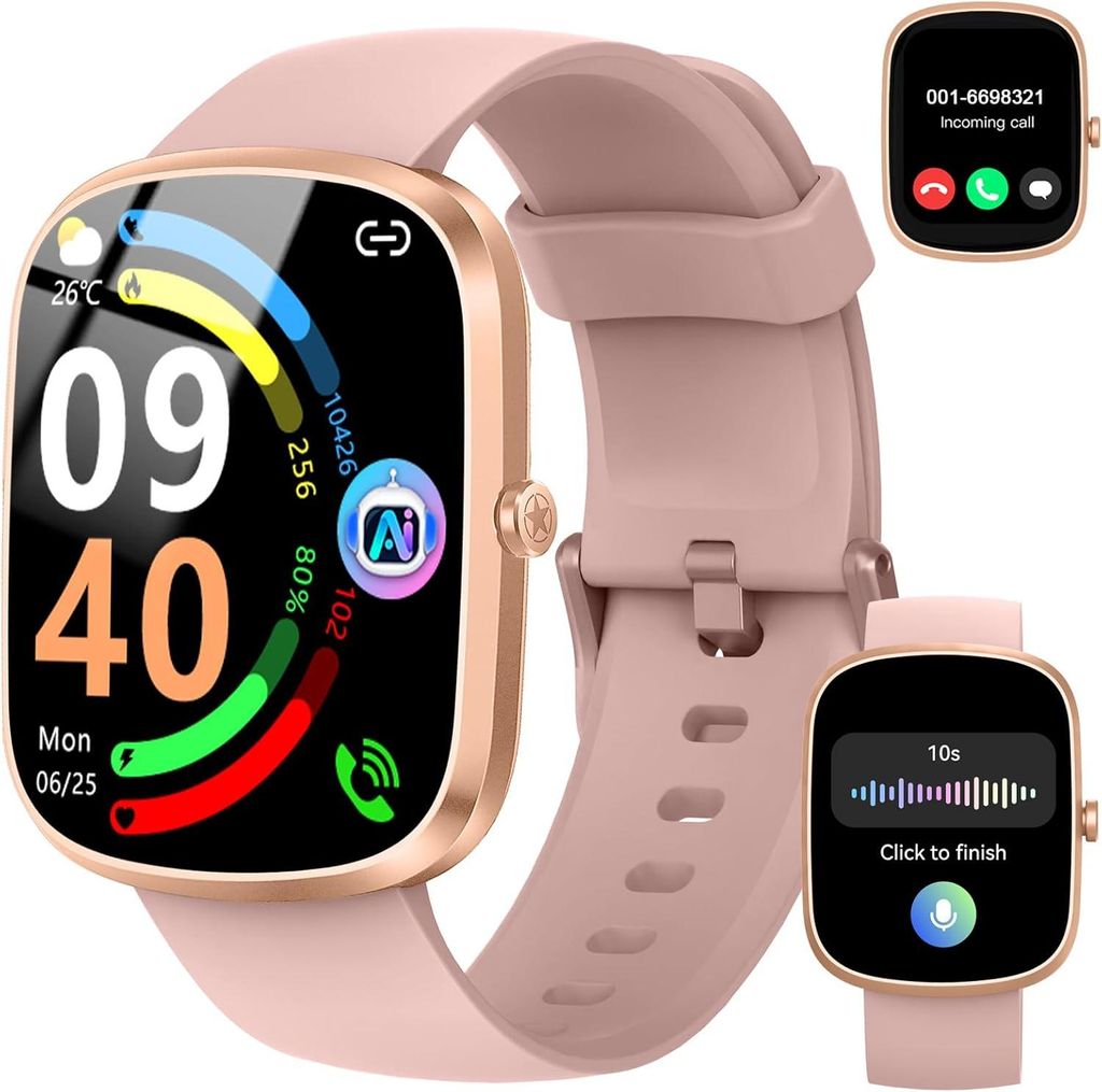 Smartwatch für Damen und Herren mit Telefonfunktion, 1,91 Zoll HD Display, KI-Assistent, 110+ Sportmodi, IP68