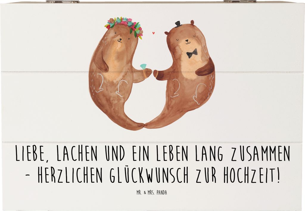 Mr. & Mrs. Panda kiste holz Hochzeit Liebe Lachen 22 x 15 cm - Weiß - Geschenk, Heiraten, geschenkbox, Aufbewahrungskiste, personalisiert, handgef...