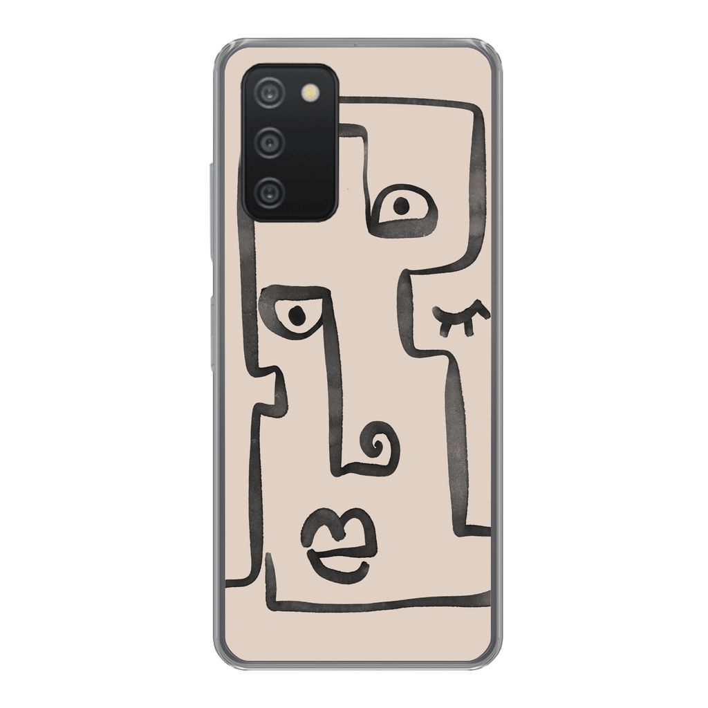 MuchoWow Handyhülle Schutzhülle Hülle für Samsung galaxy a73 Auge - Lippen - Strichzeichnung Silikon Softcase Handy Hülle - Handyhülle